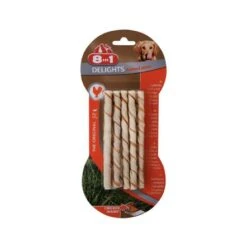8in1 Delights Twisted Chewy Sticks With Chicken Flavour, 10 Pcs