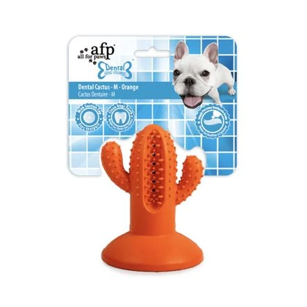 All For Paws Dental Cactus Rubber Dog Toy - Orange - Medium 3 All For Paws Dental Cactus Rubber Dog Toy - Orange - Medium