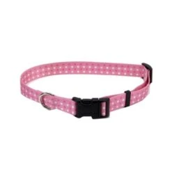 Alliance Products Nylon Dotted Adjustable Dog Collar - Pink - 18-26 Inch