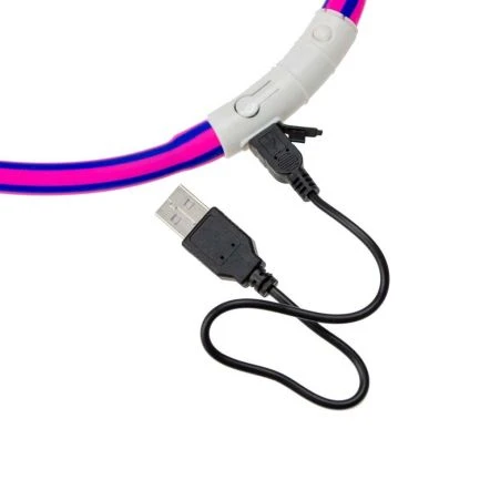 Karlie Visio Light LED Zebra Dog Collar - Violet/Pink 4 Karlie Visio Light LED Zebra Dog Collar - Violet/Pink - Image 2