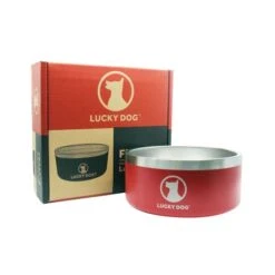 Lucky Dog Stainless Steel Dog Bowl, 64 Oz -Pet Products Store lucky dog stainless steel dog bowl red 64 oz 1 1