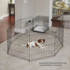 Midwest Foldable Metal Exercise Pet Playpen - Black -Pet Products Store midwestfoldablemetalexercisepetplaypen black 24wx24hinch 4