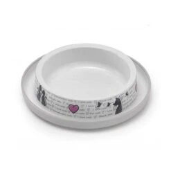 Moderna Cats In Love Trendy Dinner Cat Bowl, Grey & White