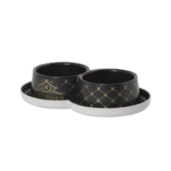 Moderna Luxurious Trendy Double Cat Bowl, 2 X 350 Ml, Black