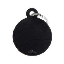 MyFamily Basic Collection Big Round Aluminum Dog Tag - Black