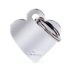 MyFamily Basic Collection Small Heart In Aluminum Pet ID Tag -Pet Products Store myfamilybasiccollectionsmallheartinchromeplatedbrasspetidtag 1 1