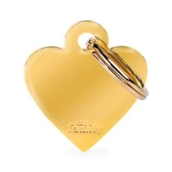 MyFamily Basic Collection Small Heart In Golden Plated Brass Pet ID Tag