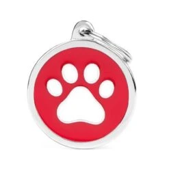 MyFamily Big Red Circle White Paw Pet ID Tag