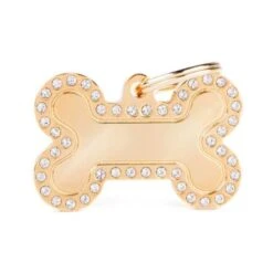 MyFamily Glam Big Gold Bone Strass Pet ID Tag