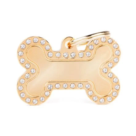 MyFamily Glam Big Gold Bone Strass Pet ID Tag 3 MyFamily Glam Big Gold Bone Strass Pet ID Tag
