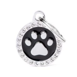 MyFamily Glam Paw With Rhinestones Pet ID Tag -Pet Products Store myfamilyglamblackpawwithrhinestonespetidtag 1