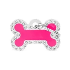 MyFamily Glam Fuchsia Bone Strass Pet ID Tag