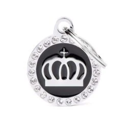 MyFamily Glam Crown With Rhinestones Pet ID Tag -Pet Products Store myfamilyglamcrownwithrhinestonespetidtag black 1 1 1
