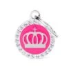 MyFamily Glam Crown With Rhinestones Pet ID Tag -Pet Products Store myfamilyglamcrownwithrhinestonespetidtag fuchsia 1