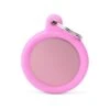 MyFamily Hushtag Pink Aluminum Circle With Rubber Pet ID Tag -Pet Products Store myfamilyhushtagpinkaluminumcirclewithrubberpetidtag 1 1