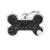 MyFamily Shine Big Bone Black Glitter Pet ID Tag -Pet Products Store myfamilyshinebigboneblackglitterpetidtag 1