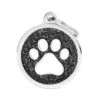MyFamily Shine Big Circle Black Glitter White Paw Pet ID Tag -Pet Products Store myfamilyshinebigcircleblackglitterwhitepawpetidtag 1