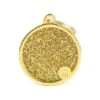 MyFamily Shine Gold Glitter Circle Pet ID Tag - Large -Pet Products Store myfamilyshinegoldglittercirclepetidtag large