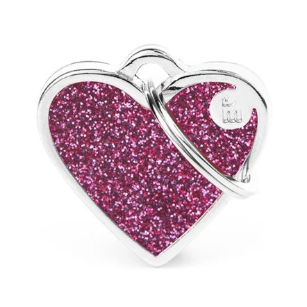 MyFamily Shine Heart Glitter Pet ID Tag - Small - Pink 3 MyFamily Shine Heart Glitter Pet ID Tag - Small - Pink