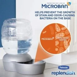 Petmate Replendish Waterer With Microban - Pearl Green Frost -Pet Products Store petmatereplendishwaterwithmicrobanbrushednickel2.5gallon 8