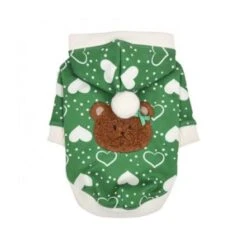 Puppia Fuzzy Bear Dog Sweater With Hoodie - Green