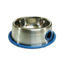 Raintech Deluxe Stainless Steel Pet Bowl With Black Rubber Rings & Handle 27.5 Cm