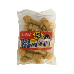 Sleeky Natural Rawhide Bones Dog Chews, 10 Pcs