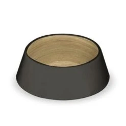 Tarhong Black & Bamboo Pet Bowl Medium, 7.8" X 7.8" X 2.5"
