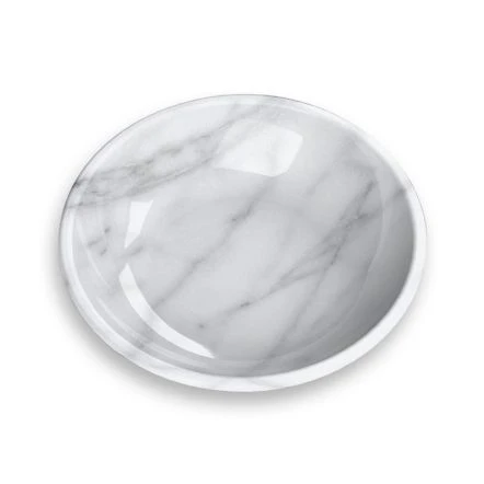 Tarhong Carrara Marble Saucer, 5.2" X 5.2" X 1.1" 3 Tarhong Carrara Marble Saucer, 5.2" X 5.2" X 1.1"