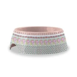 Tarhong Flower Fields Pet Bowl, Pink, Extra Small, 5.3" X 5.3" X 1.9"