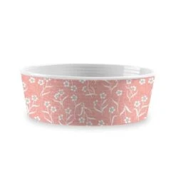 Tarhong Flower Fields Single Wall Pet Bowl, Blush, Medium, 6.7" X 6.7" X 2.3"