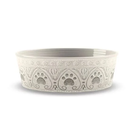 Tarhong Medallion Paw Print Pet Bowl, Natural 3 Tarhong Medallion Paw Print Pet Bowl, Natural