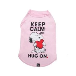 Zooz Pets Winter Snoopy Keep Calm And Hug On Pet T-Shirt - Pink